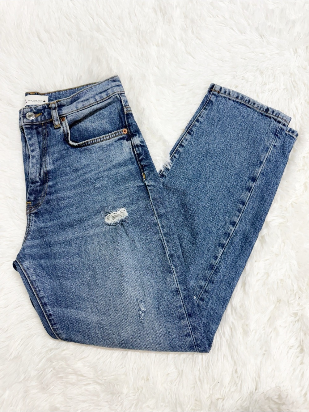 ZARA Jeans High Rise Slim Straight Jeans Women’s 4 Medium Wash